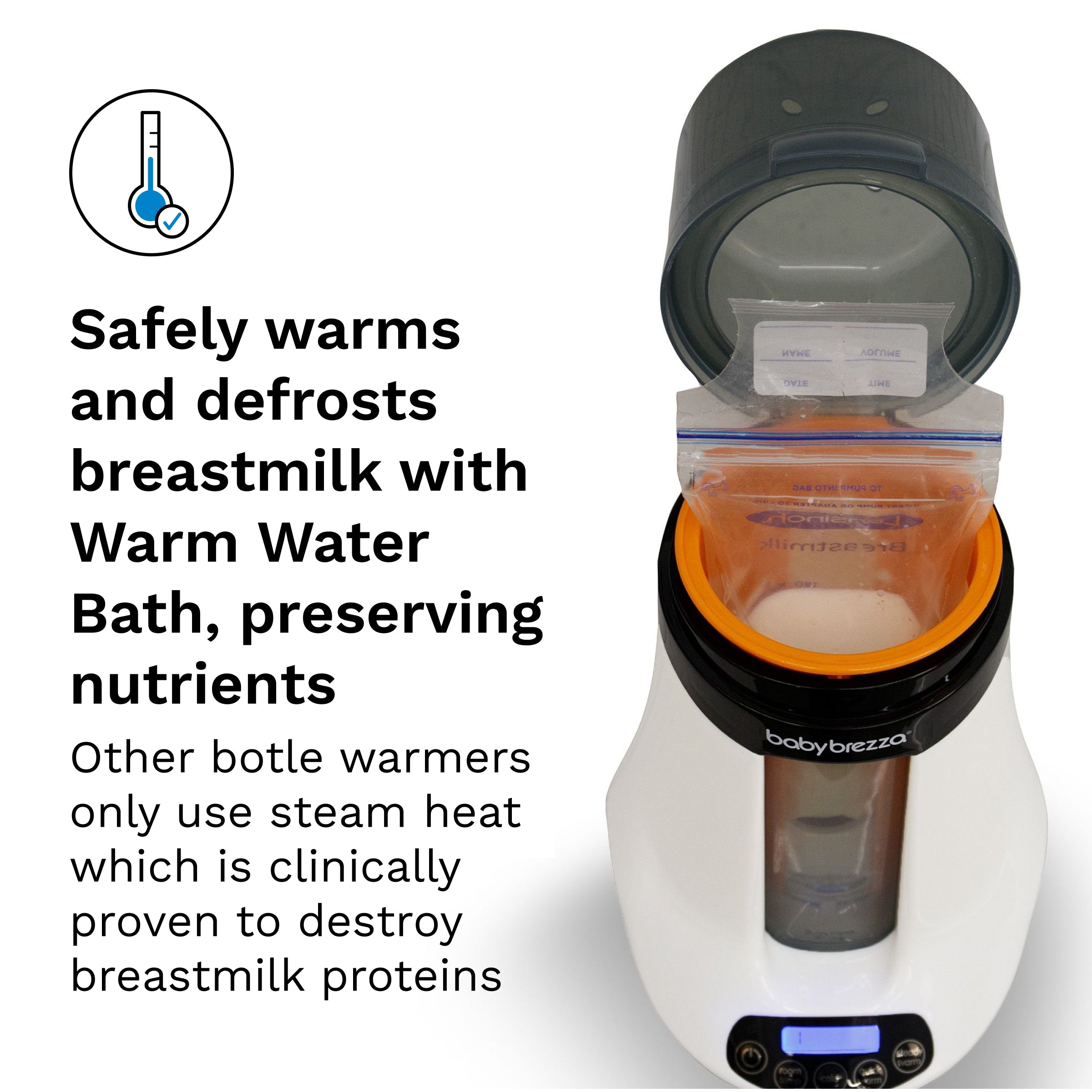 Baby Brezza Safe + Smart Bottle Warmer White/Grey Age Newborn & Above