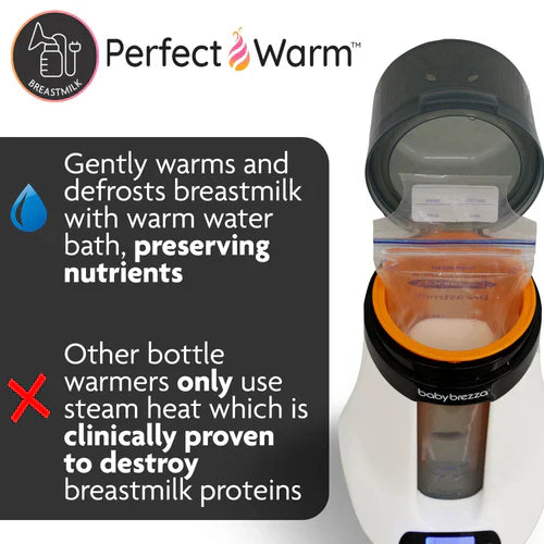 Baby Brezza Safe + Smart Bottle Warmer White/Grey Age Newborn & Above