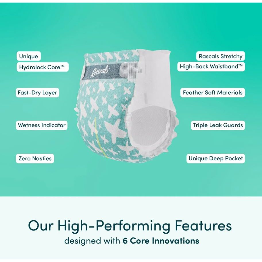 Rascals Premium Baby Diapers Jumbo Box - Size 4, 10-15 kg, 72 Count