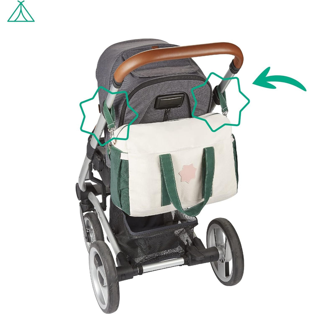Badabulle Bowling Baby Changing Diaper Bag with Changing Mat, Pram Clips 
 Safari B043034