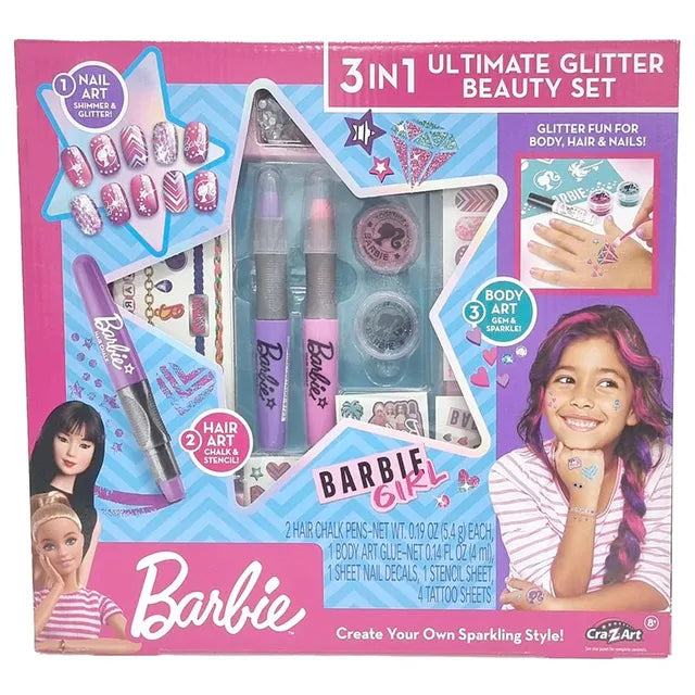 Barbie 3 in 1 Ultimate Glitter Beauty Set Multicolor Age-8 Years & Above