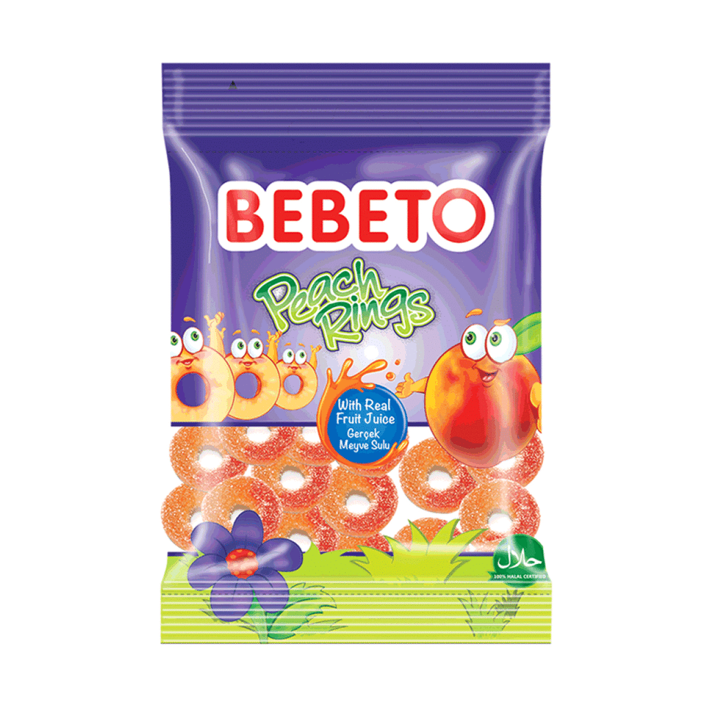 Bebeto Gummy Candy Peach Rings 18G  Age- 3 Years & Above
