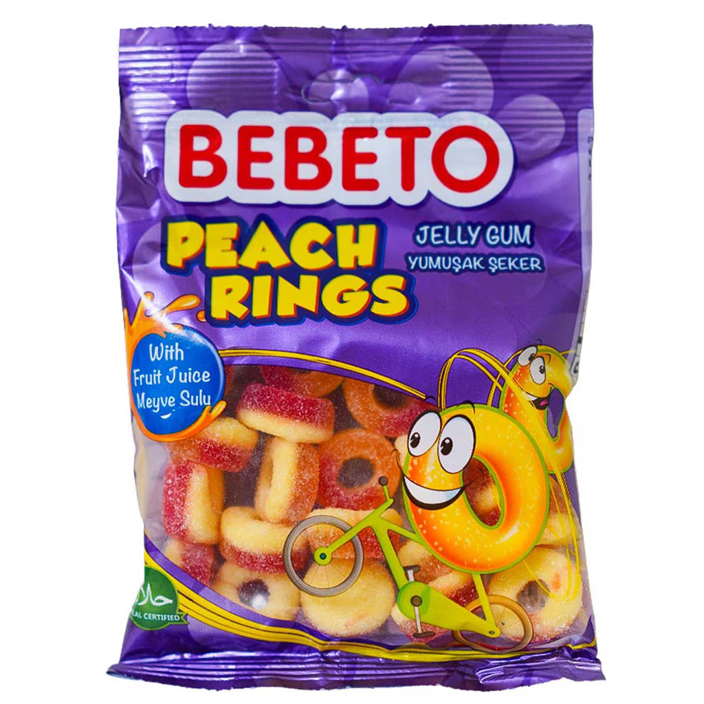 Bebeto Gummy Candy Peach Rings 80G  Age- 3 Years & Above