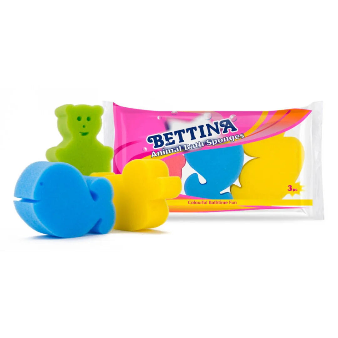 Bettina Multipack Fun Animal Sponges 3 Pack Age- 3 Years and Above
