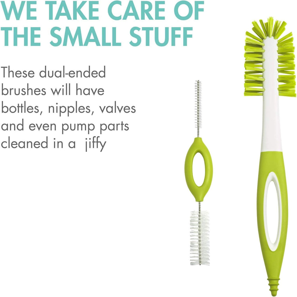Boon NURSH Silicone Bottles and Grass Bundle Bottles & Cleaning Accessories Starter Set Age- Newborn & Above