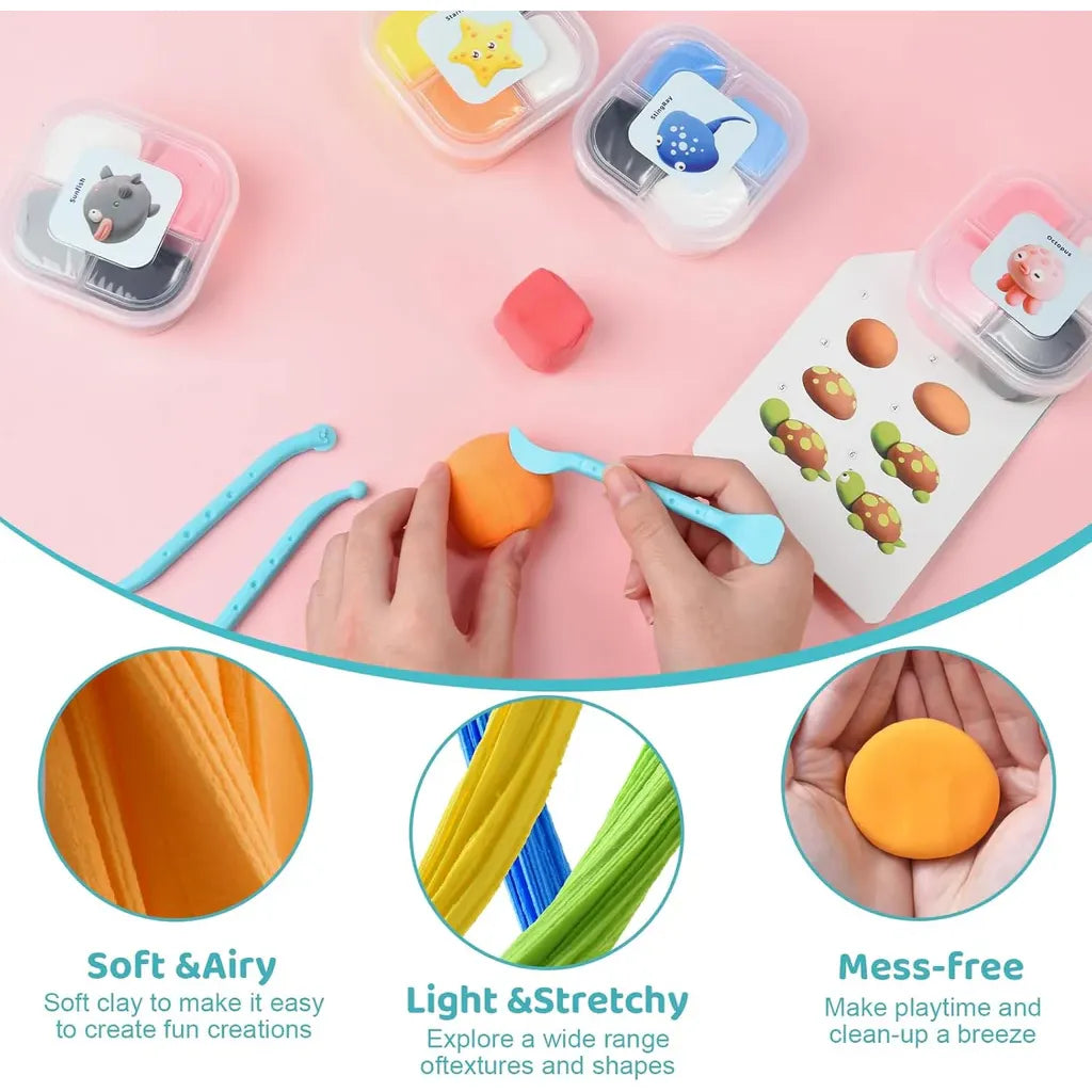 Both Idea Kids Animals Modeling Clay Play Set – 4 Color DIY Dough Kit with Car Mold Age- 3 Years & Above