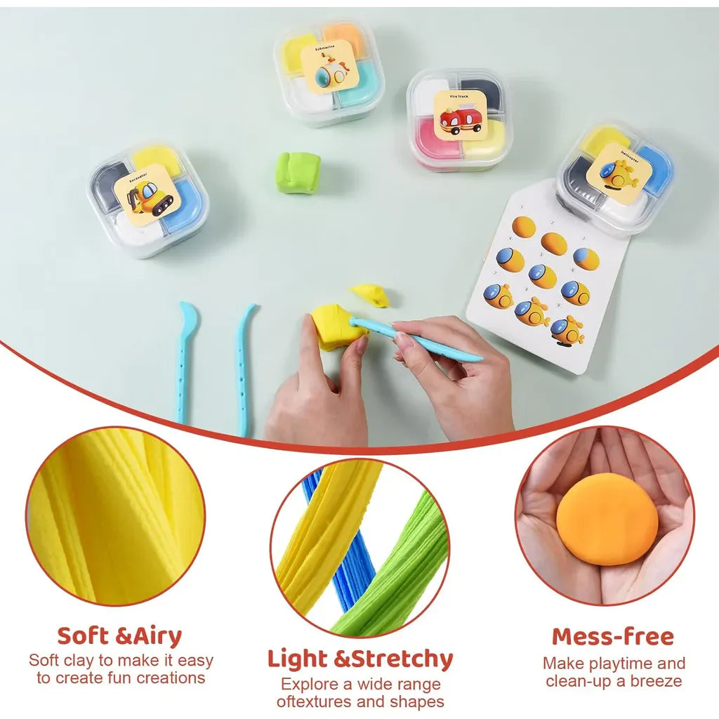 Both Idea Kids Car Modeling Clay Play Set – 4 Color DIY Dough Kit with Car Mold Age- 3 Years & Above