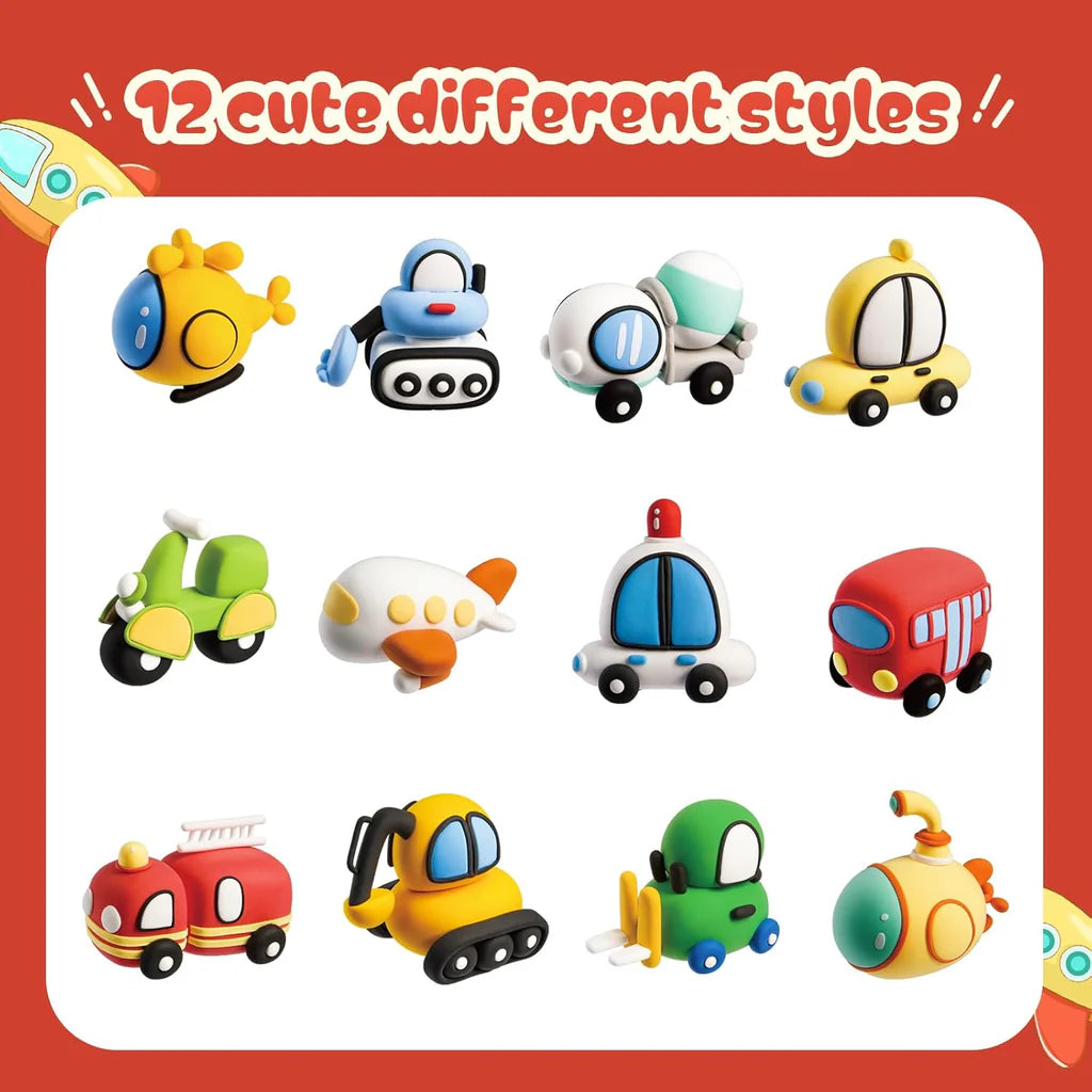 Both Idea Kids Car Modeling Clay Play Set – 4 Color DIY Dough Kit with Car Mold Age- 3 Years & Above