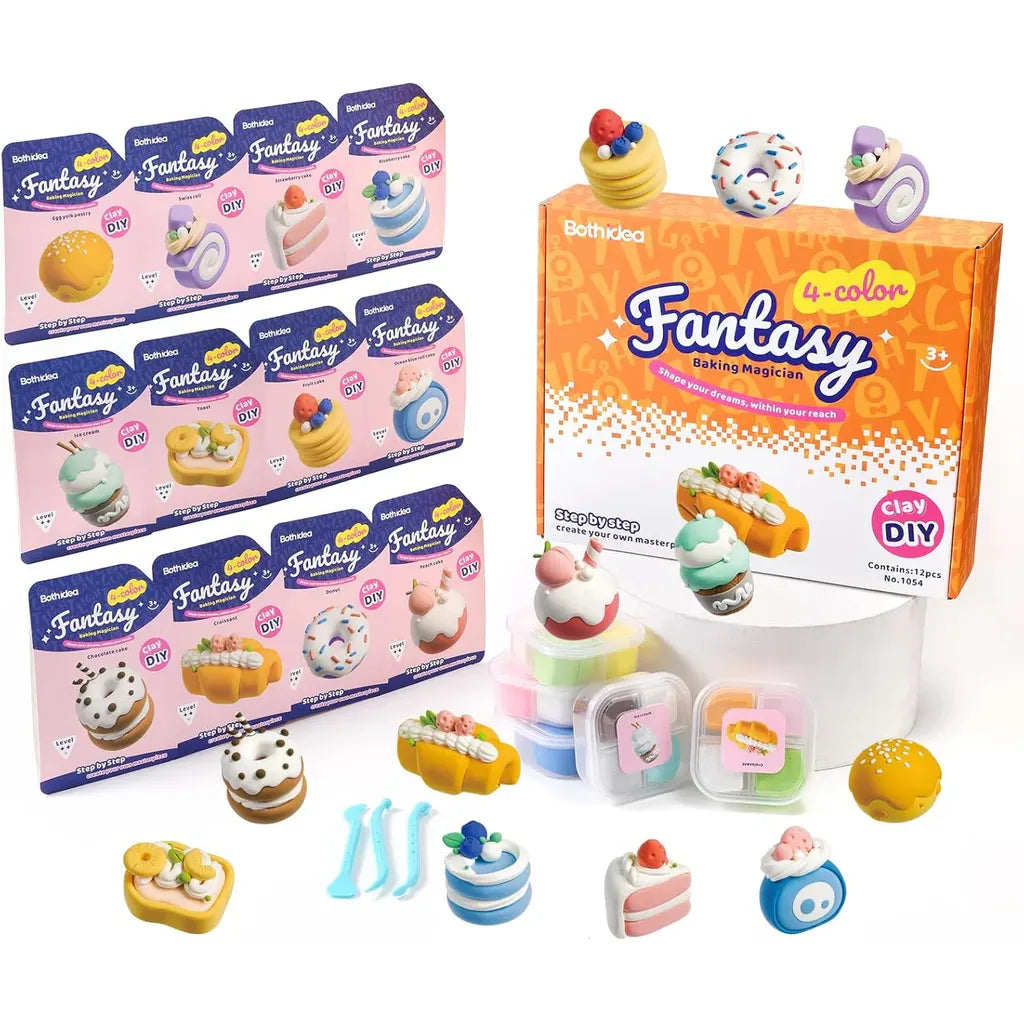 Both Idea Kids Desert Modeling Clay Play Set – 4 Color DIY Dough Kit with Car Mold Age- 3 Years & Above