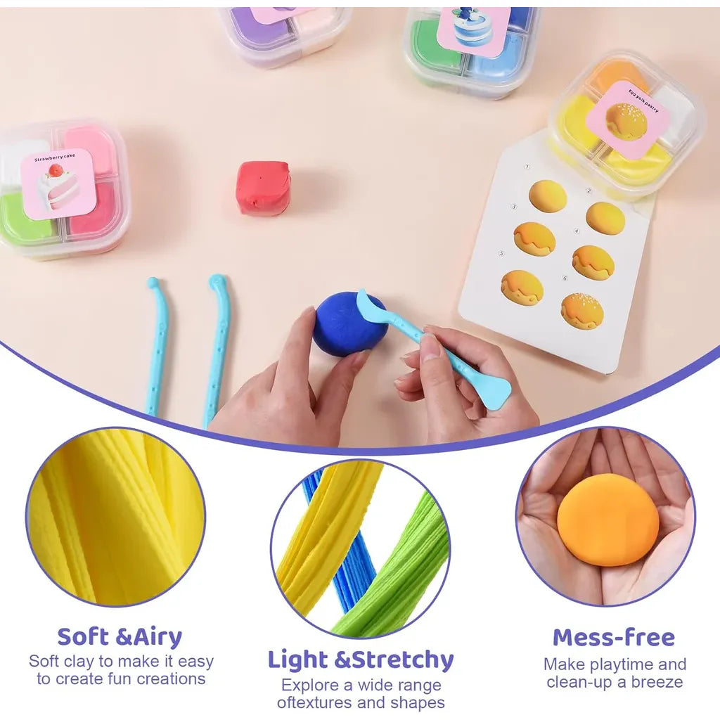 Both Idea Kids Desert Modeling Clay Play Set – 4 Color DIY Dough Kit with Car Mold Age- 3 Years & Above