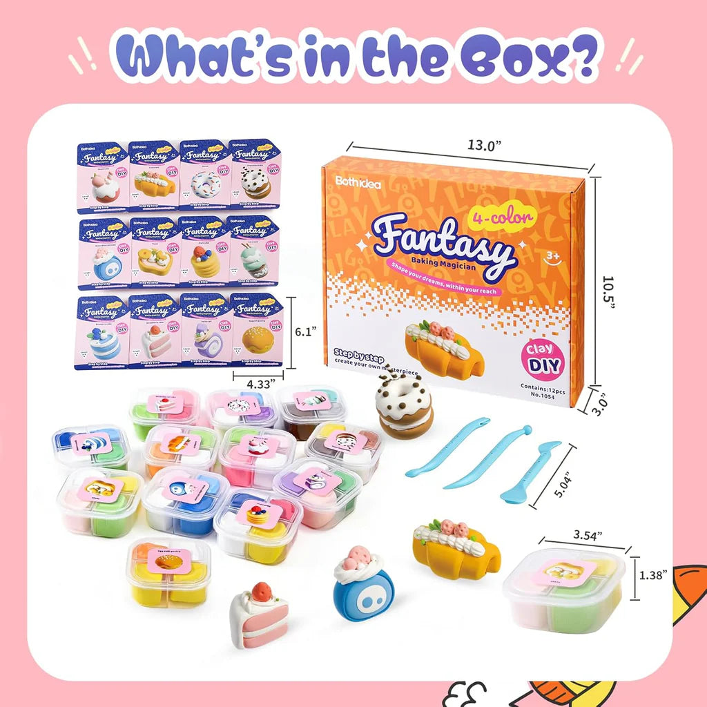 Both Idea Kids Desert Modeling Clay Play Set – 4 Color DIY Dough Kit with Car Mold Age- 3 Years & Above