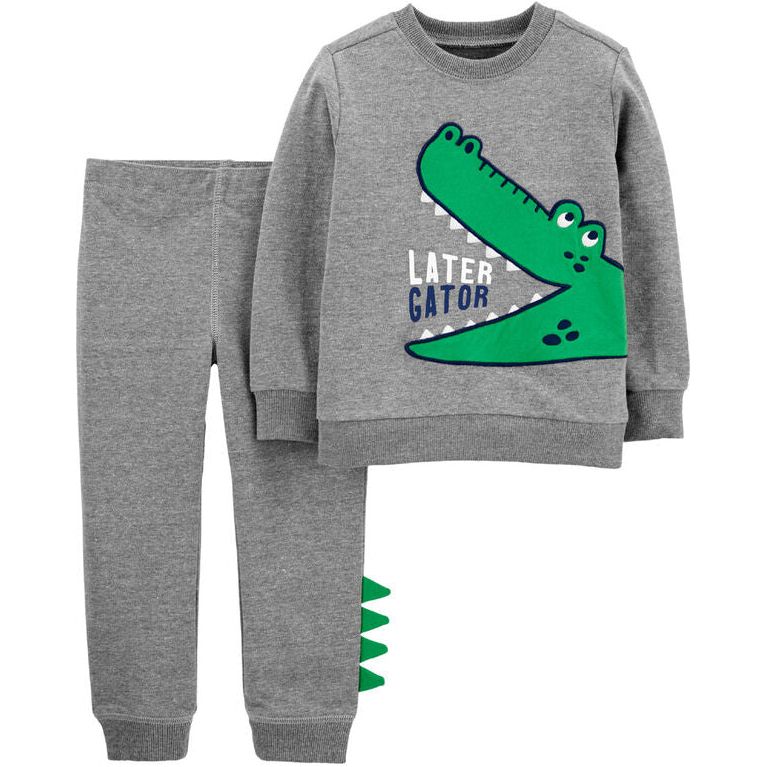 Carter's Infants Boys 2-Piece Alligator Pullover & Jogger Set - Grey 1H359710
