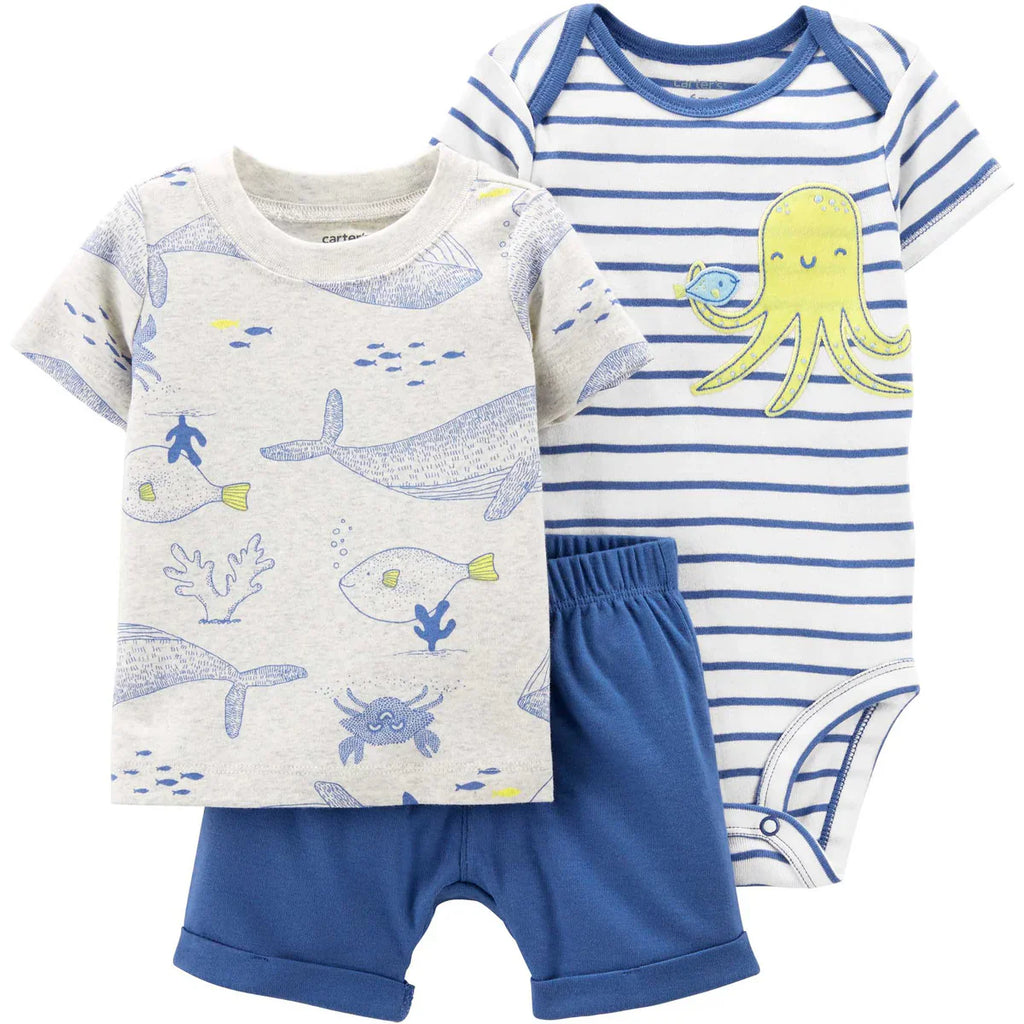 Carter's Infants Boys 3-Piece Octopus Outfit Set Blue/White 1N042310
