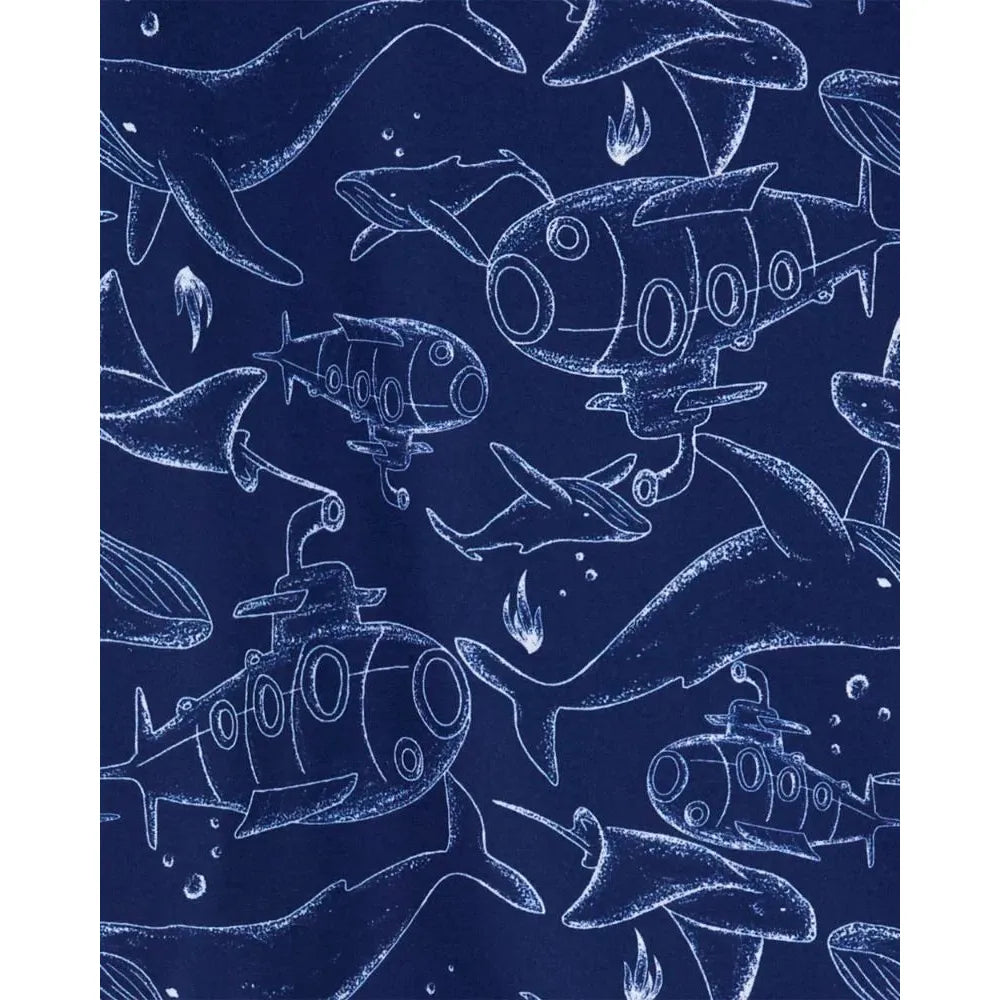 Carters Boys 4-Piece Whales Printed 100% Snug Fit Cotton/Poly PJs Multicolor 2N708612