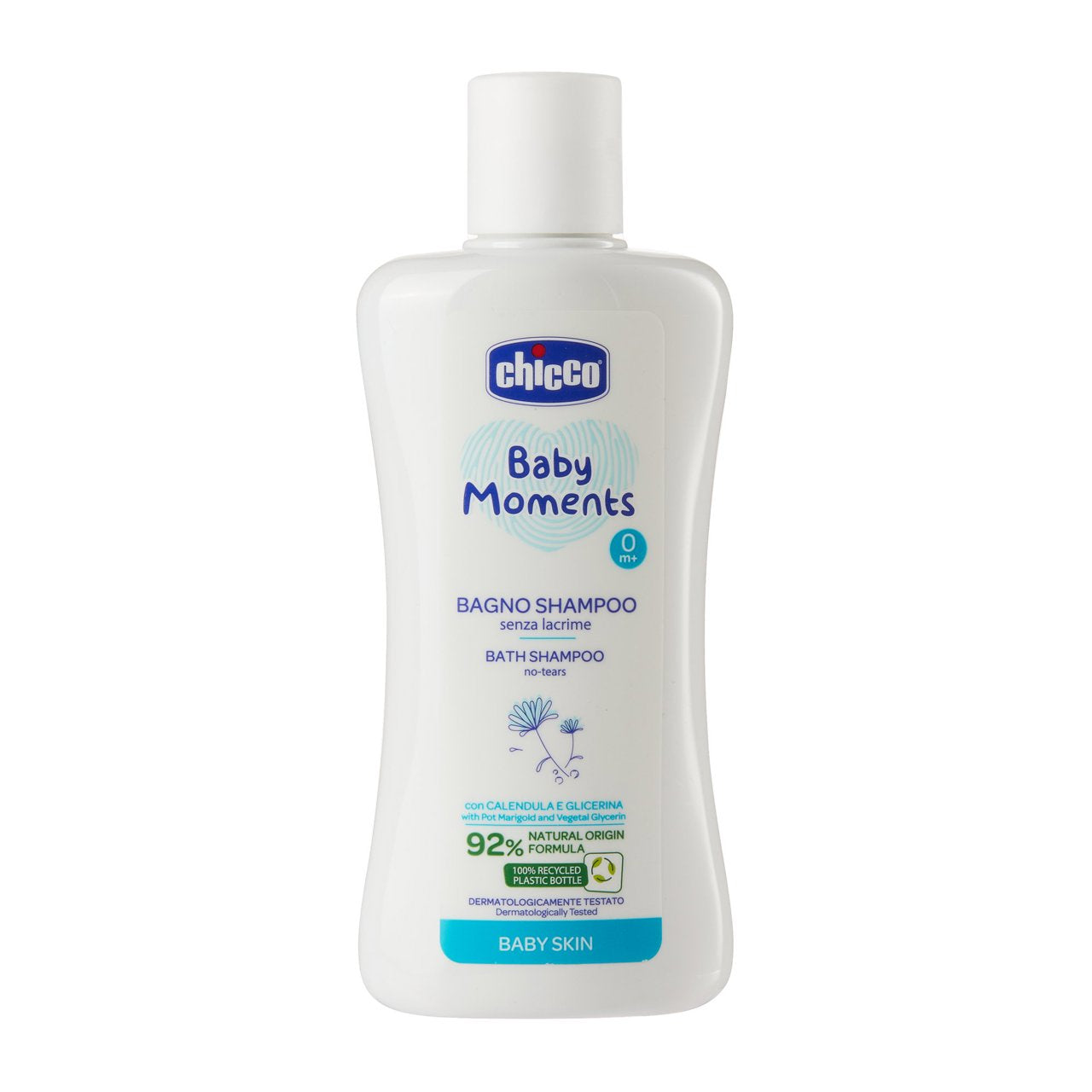 Chicco Baby Moments Bath Shampoo No-Tears for Baby Skin 200ml Age- Newborn & Above