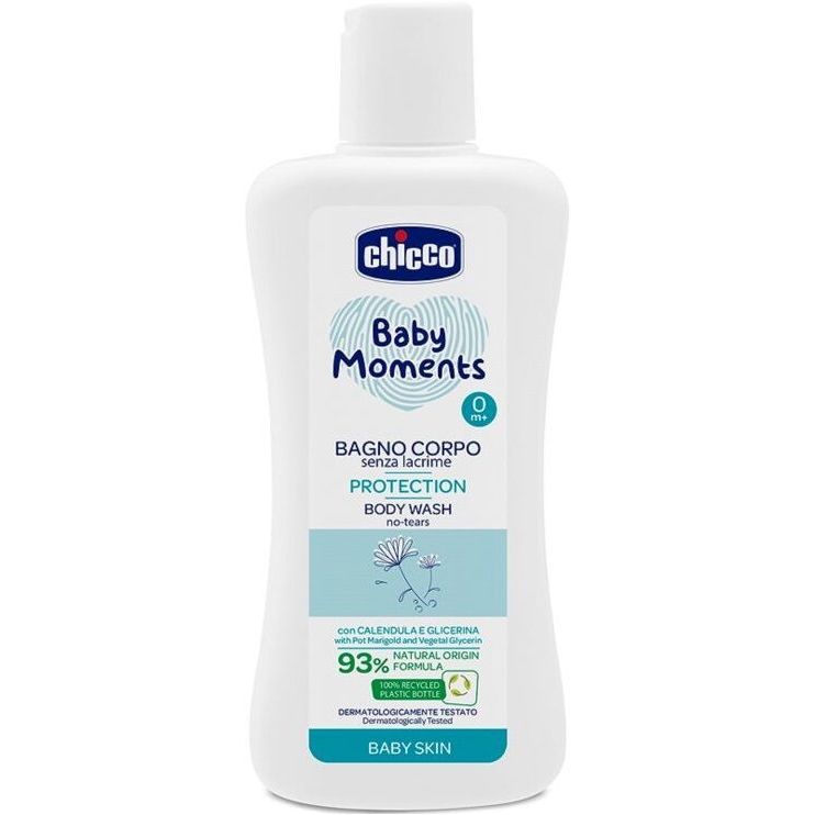 Chicco Baby Moments Body Wash No-Tears Protection for Baby Skin 200ml Age- Newborn & Above