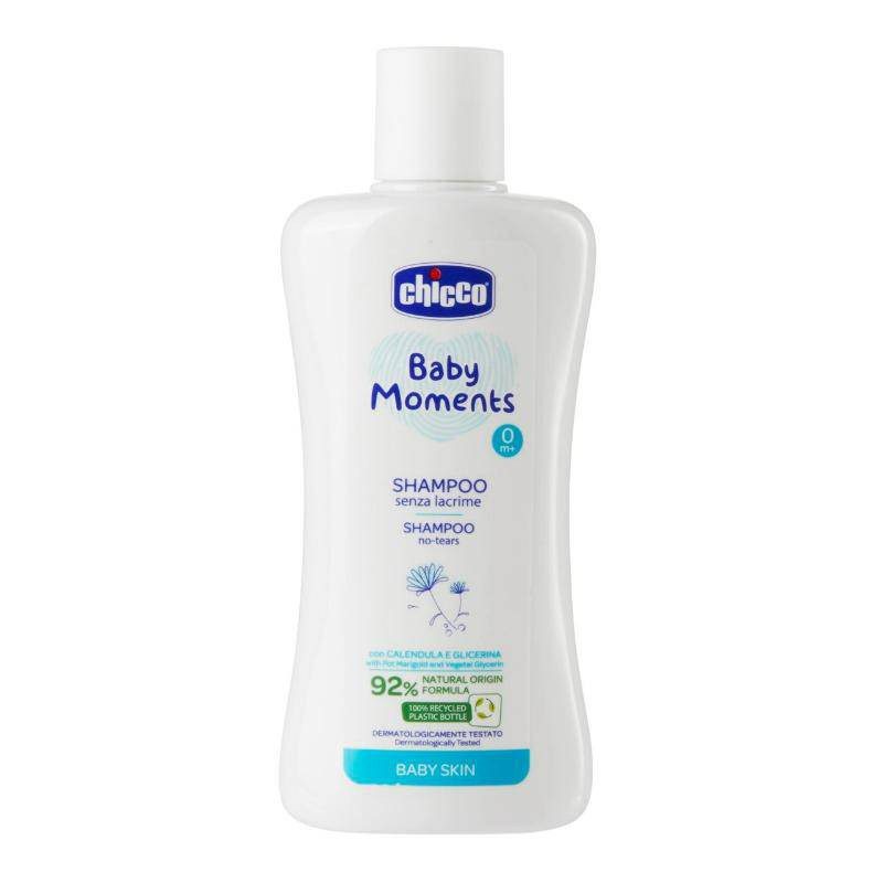 Chicco Baby Moments Shampoo No-Tears for Baby Skin 200ml Age- Newborn & Above