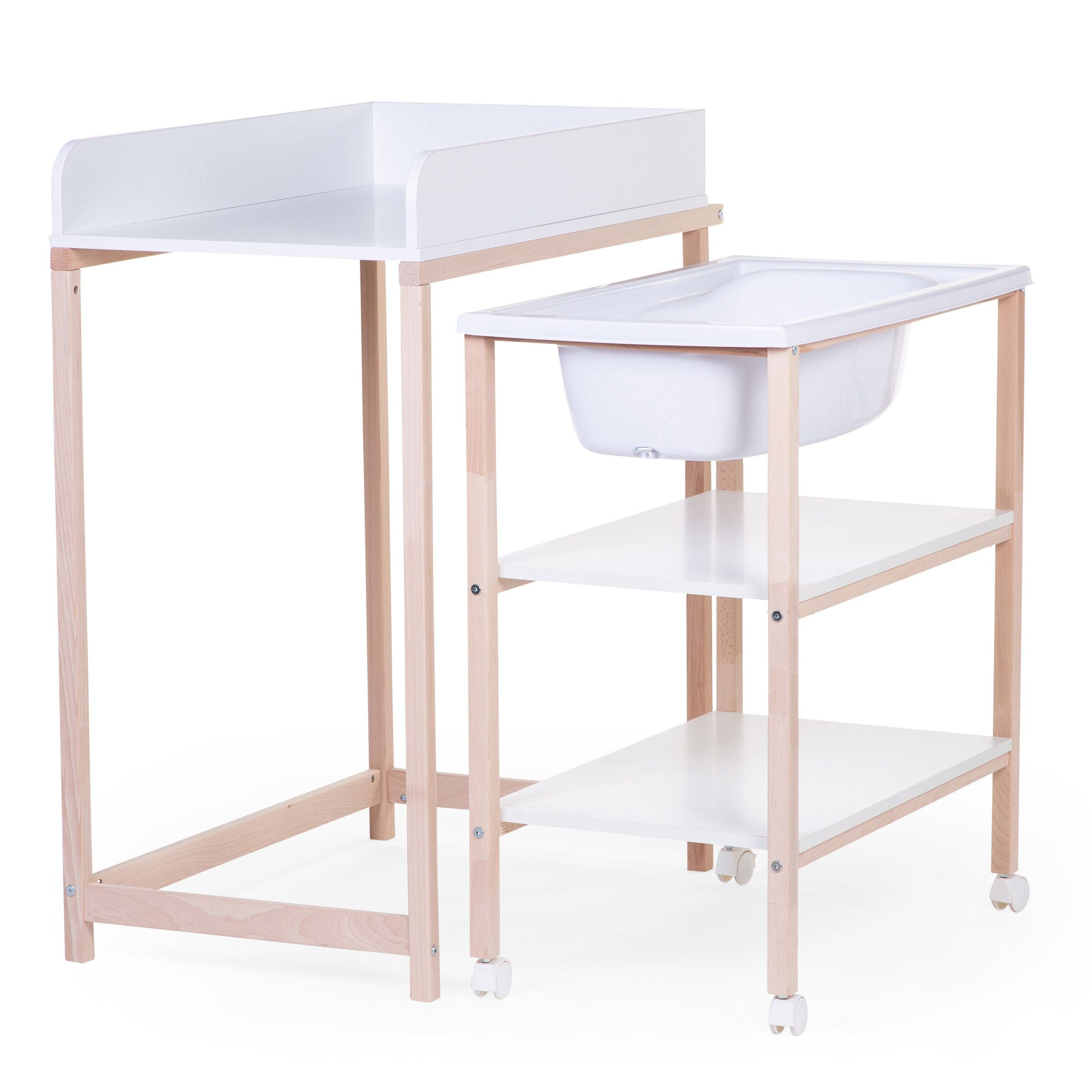 Childhome Changing Table + Bath + Wheels White BBWH Age- 12 Months to 18 Months (Holds Weight from 11 upto 15 Kg)