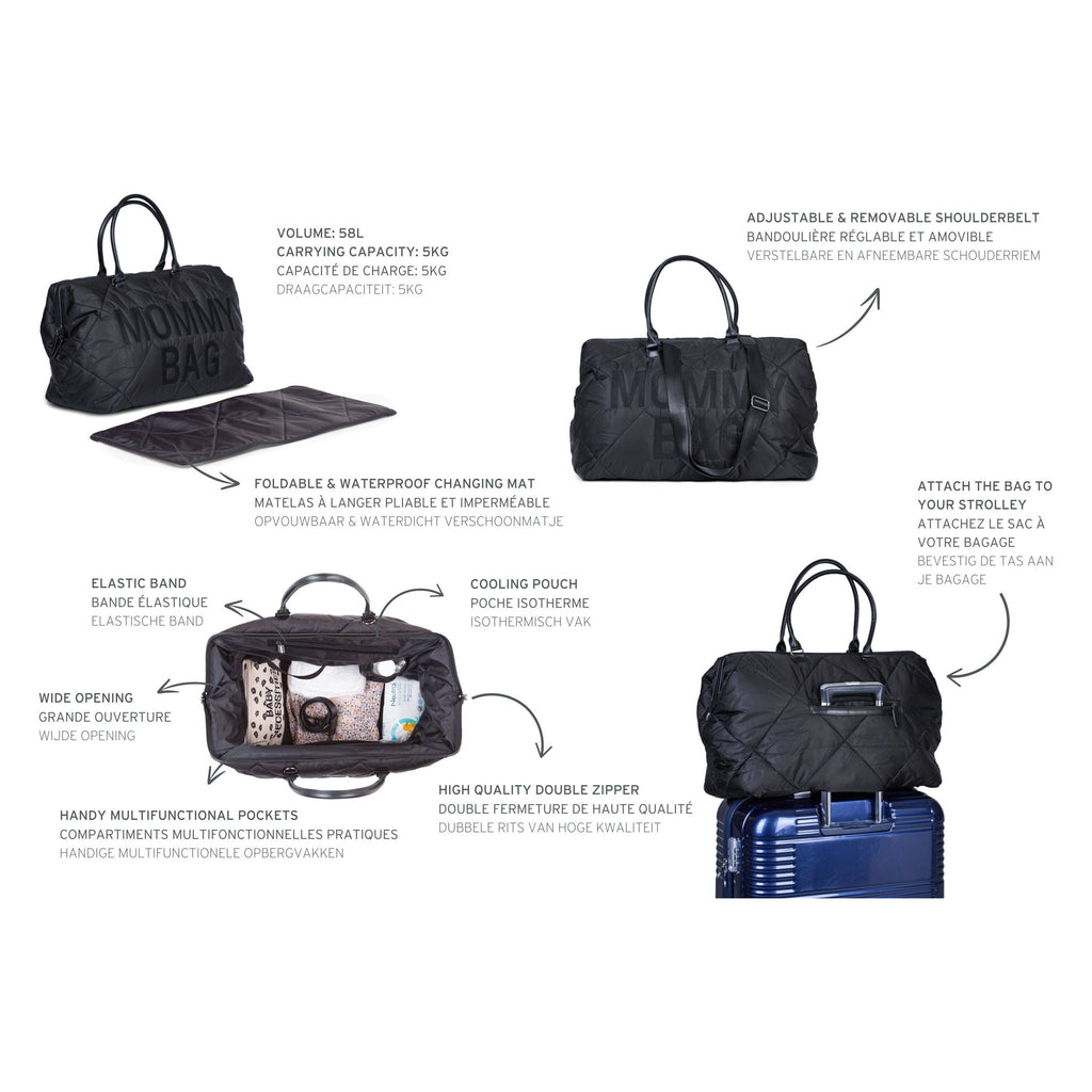 Childhome Mommy Bag Big Puffered Black For Parents CWMBBPBL