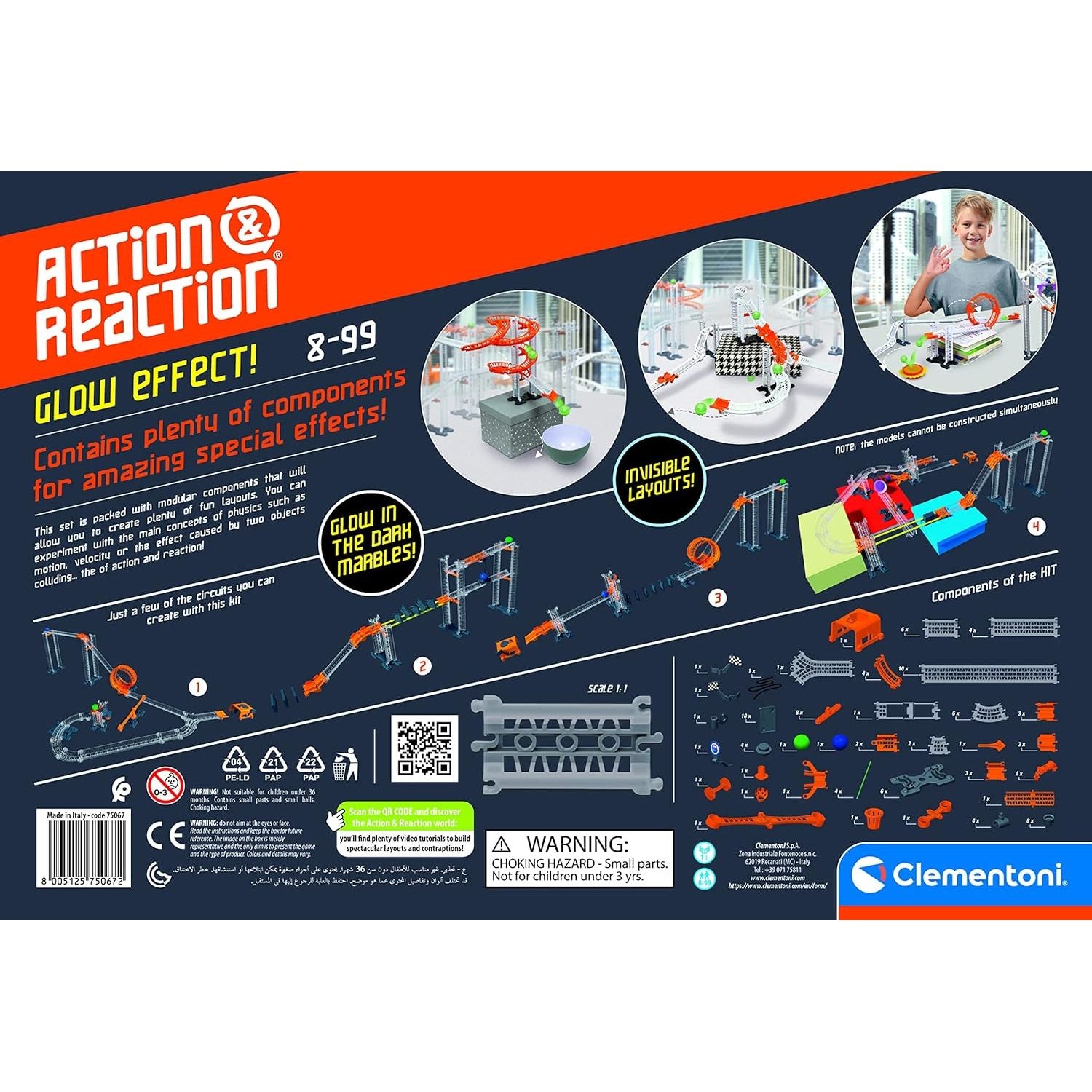Clementoni Action & Reaction Glow Effect Construction Set CL75067 Age- 8 Years & Above