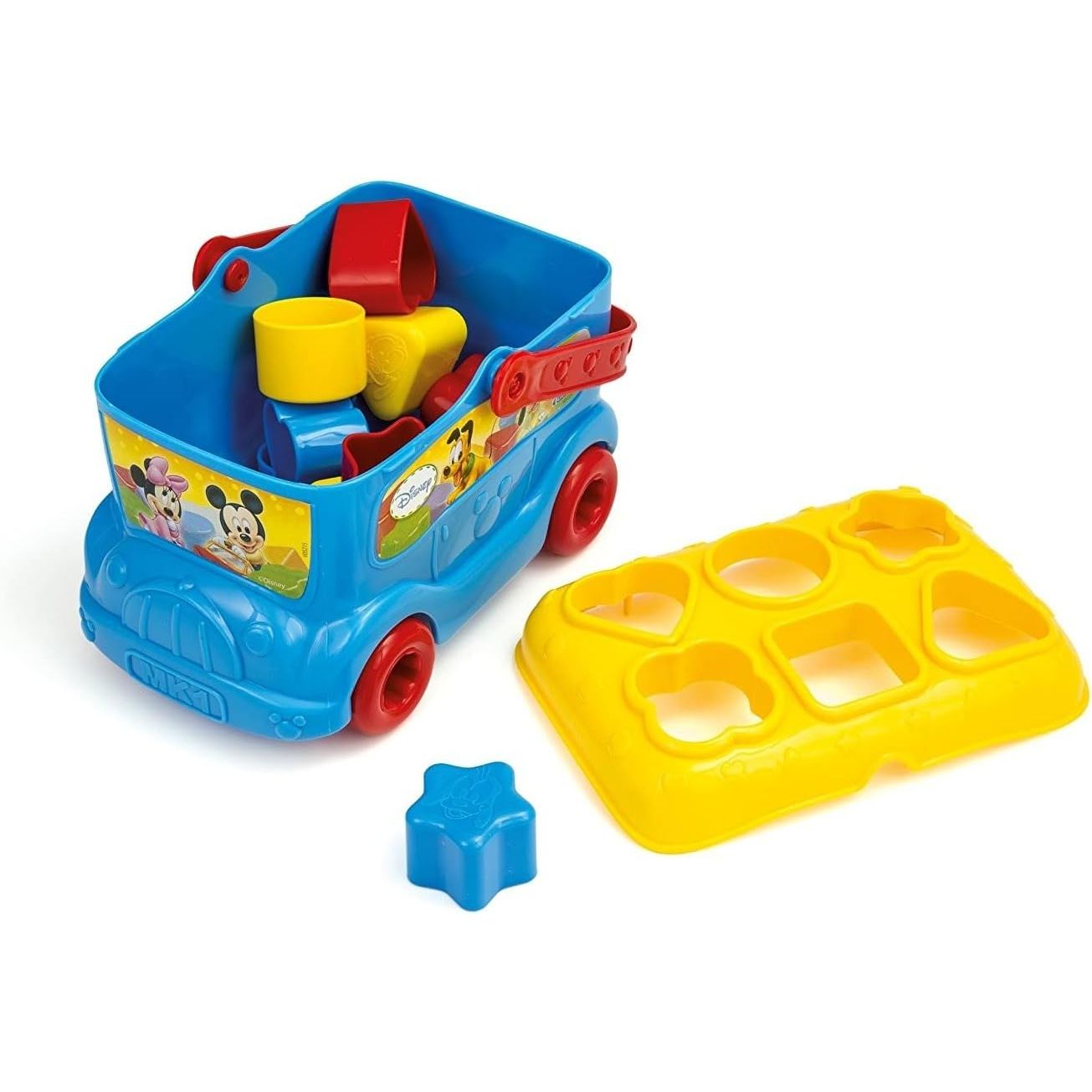 Clementoni Disney Baby Mickey Mouse 2-In-1 Shape Sorter Bus 9 Colorful Insert Shapes CL14395 Age- 10 Months & Above