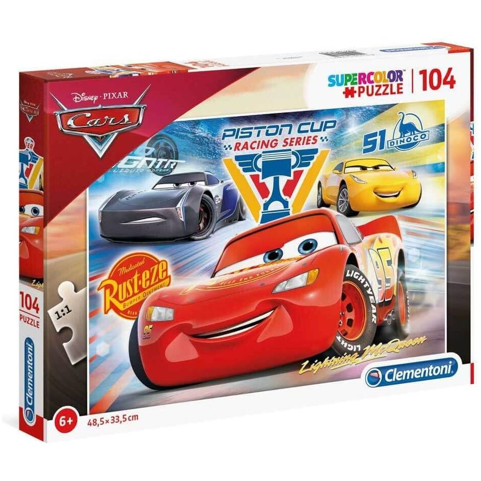 Clementoni Disney Cars 3 104 Pieces Super Color Jigsaw Puzzle Age-5 Years & Above