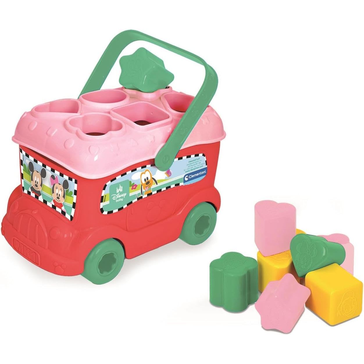 Clementoni Disney Minnie Mouse 2-In-1 Shape Sorter Bus 9 Colorful Insert Shapes CL14933 Age- 10 Months & Above