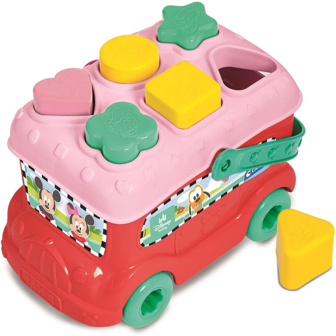 Clementoni Disney Minnie Mouse 2-In-1 Shape Sorter Bus 9 Colorful Insert Shapes CL14933 Age- 10 Months & Above