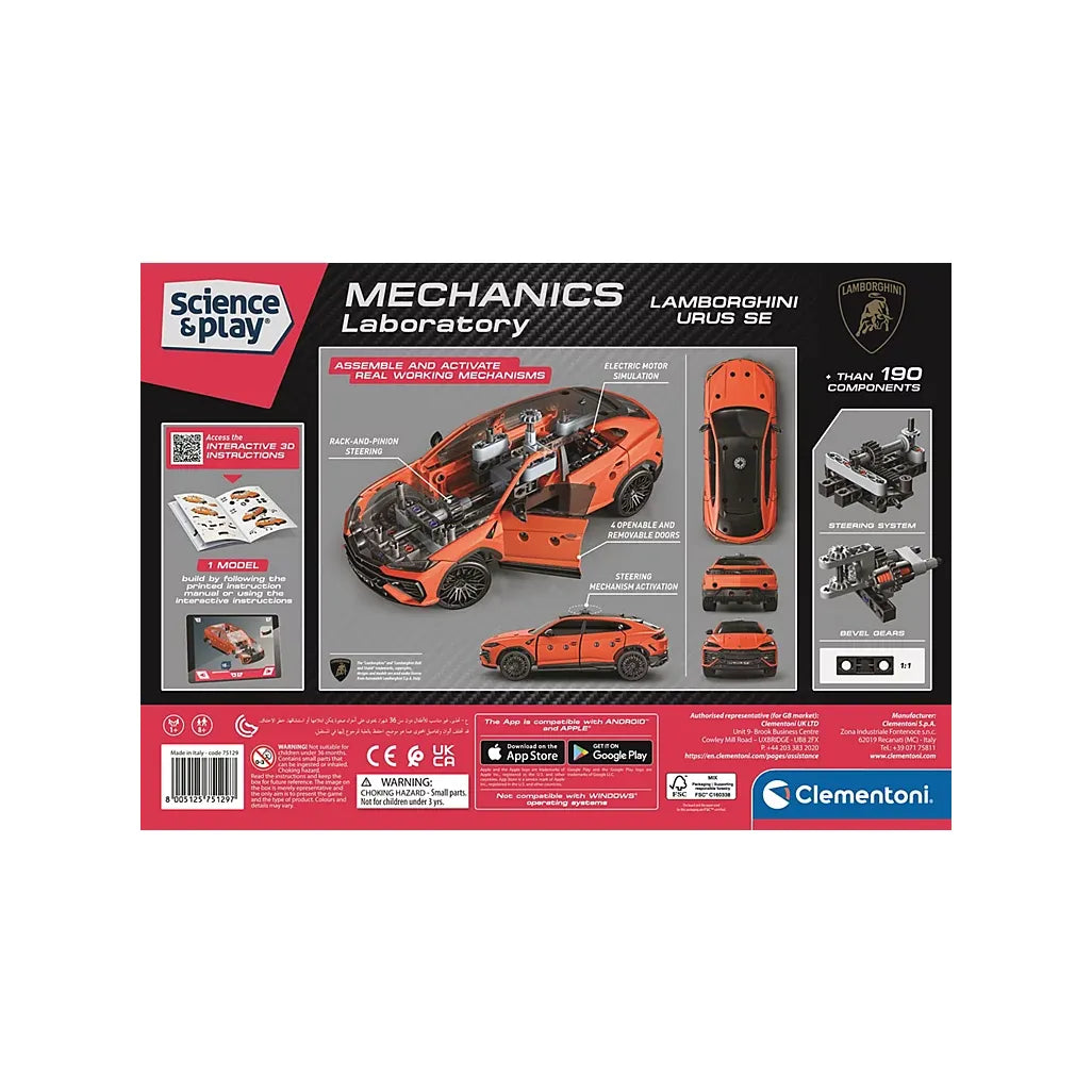 Clementoni Lamborghini Urus (Usa) Mechanics Laboratory Stem Construction Kit CL75129 Age- 8 Years & Above