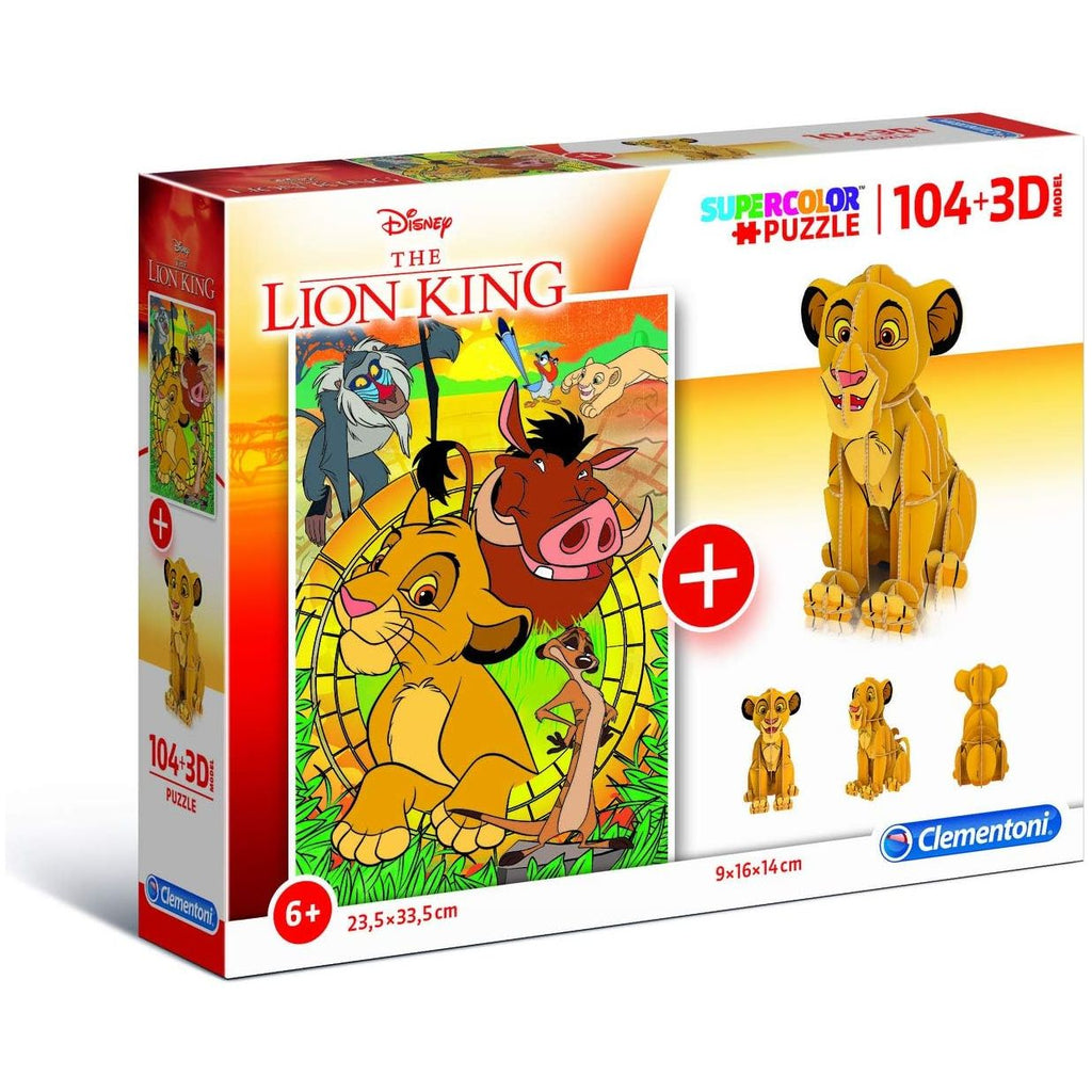 Clementoni Lion King Puzzle 104 Pieces + 3D Figure [Cl20157]  33.5 x 23.5 cm Age- 6 Years & Above
