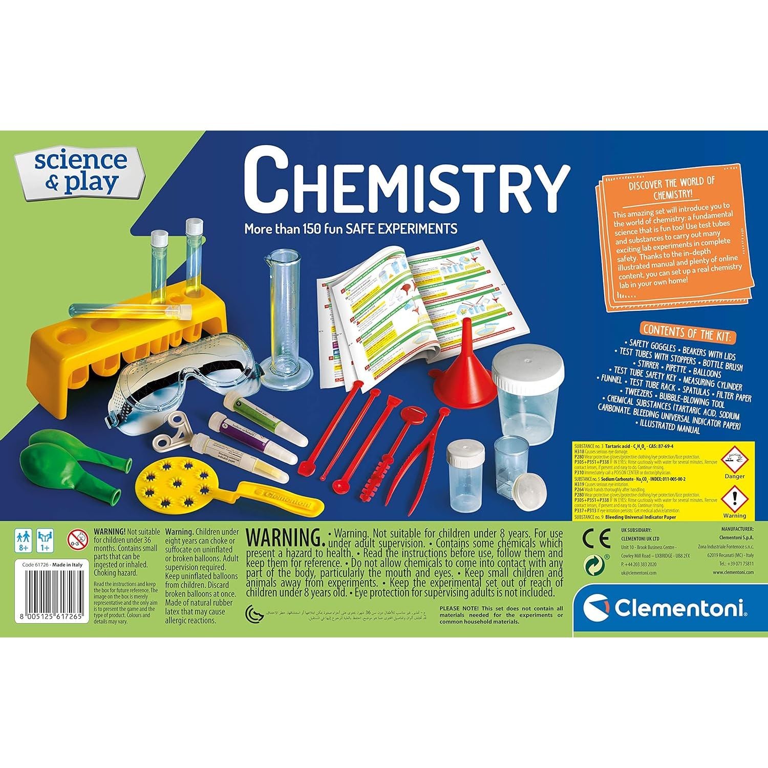 Clementoni Science & Play Kids Chemistry Experiment Playset (Cl61726) CL61726 Age- 8 Years & Above