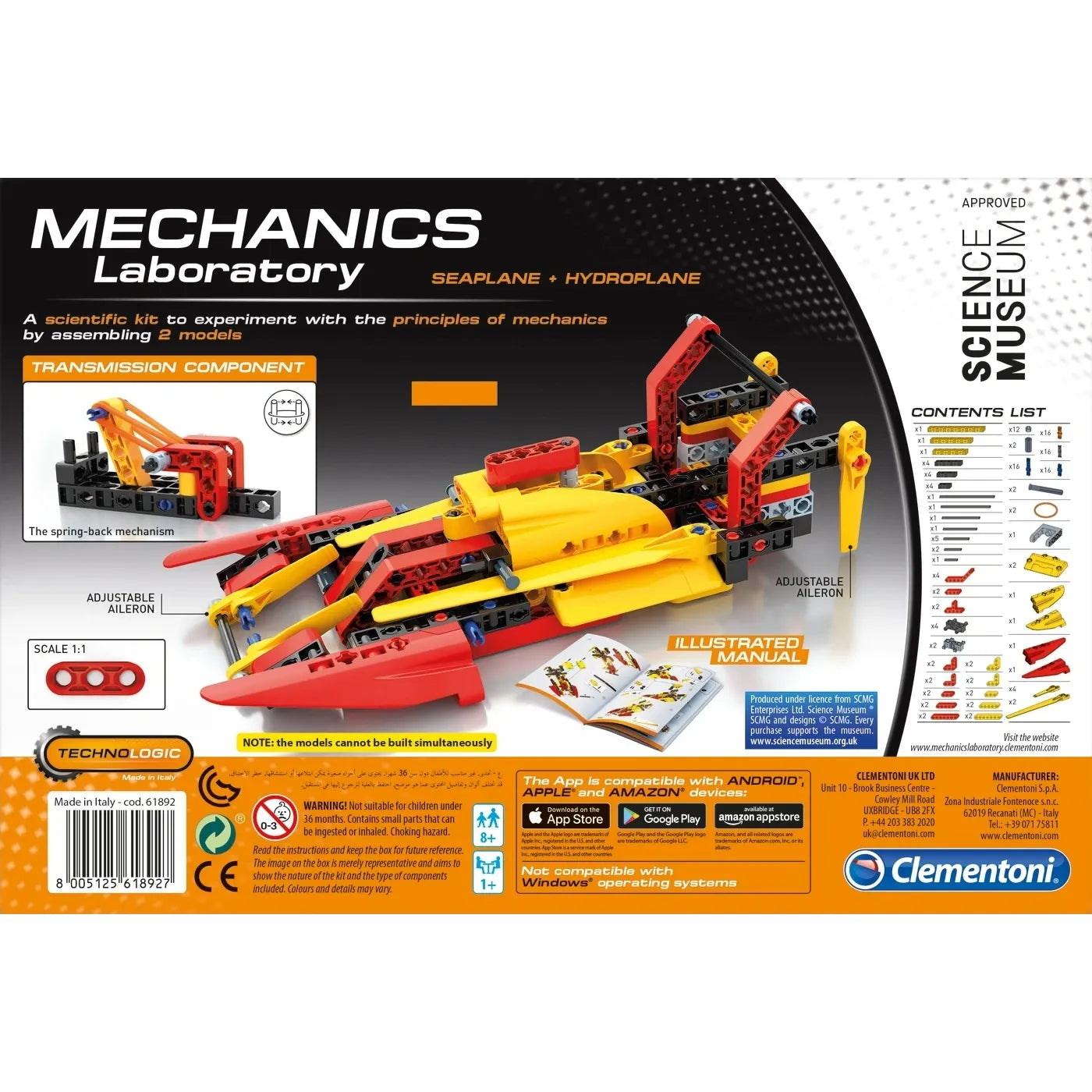 Clementoni Science & Play (Mechanics Laboratory) - Seaplane And Hydroplane Building Set - Build 2 Different Models Playset CL17371 Age- 8 Years & Above