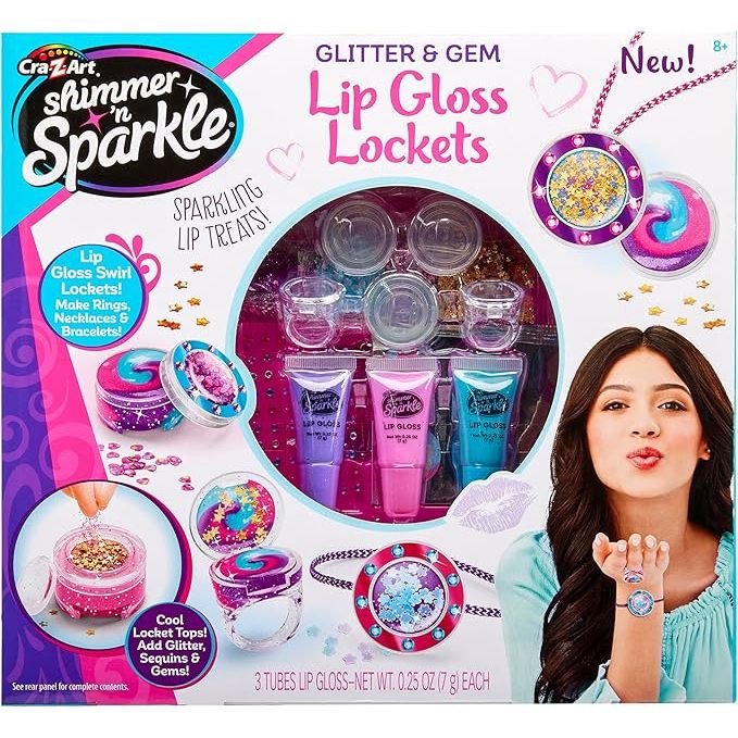 Shimmer 'n Sparkle Glitter & Gem Lip Gloss Lockets Age- 8 Years & Above