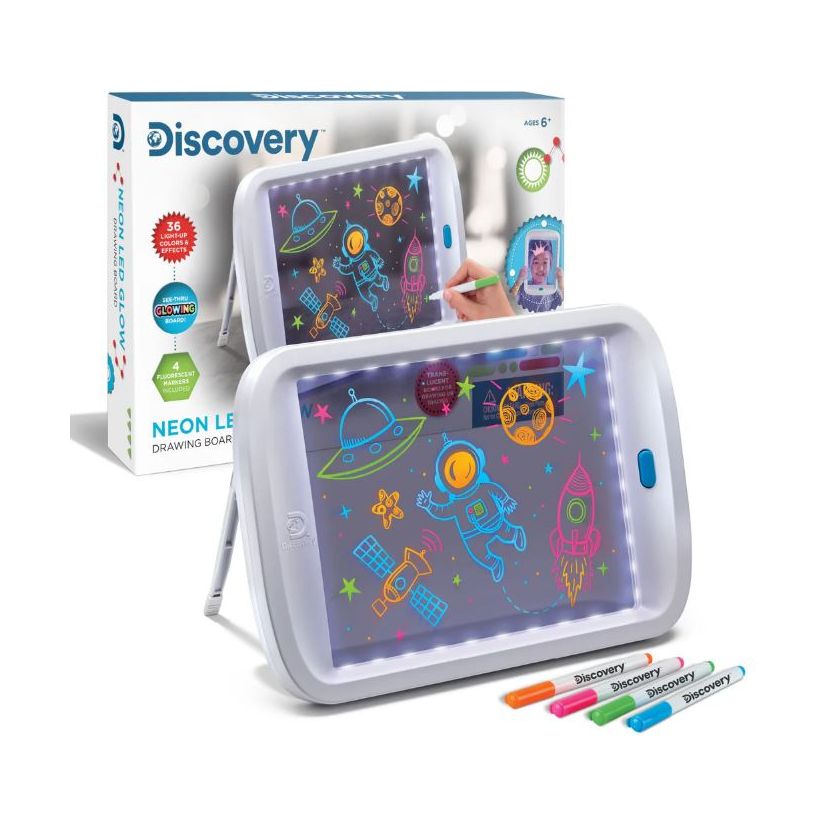 Discovery Toy Drawing Light Board Neon Glow White Age- 6 Years & Above