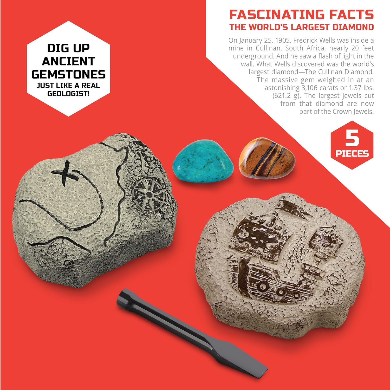 Discovery Toy Excavation Kit Mini Treasure 2 Pieces Grey Age- 6 Years & Above