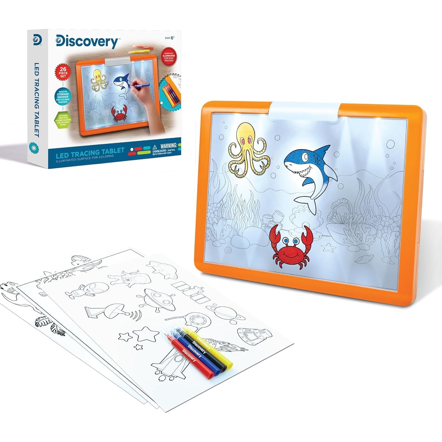 Discovery Toy Kids Tracing Tablet Led - Marker Version Orange Age- 3 Years & Above
