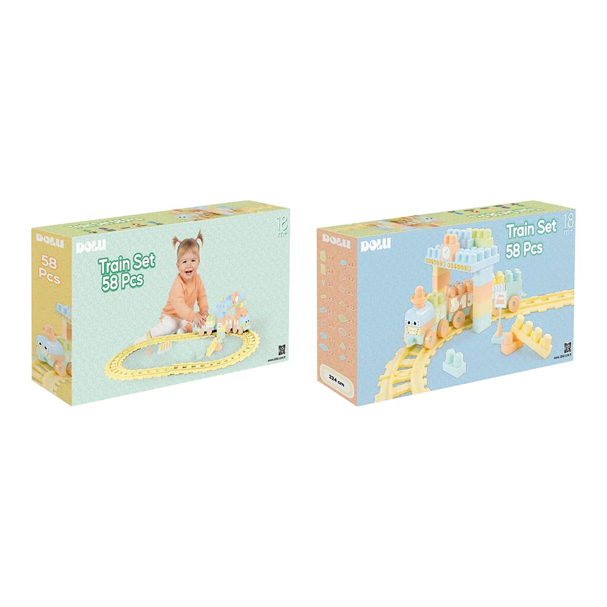 Dolu Train Set 58 Pcs 5221 Kids Playset Toy for Indoor & Outdoor Play Age- 18 Months & Above