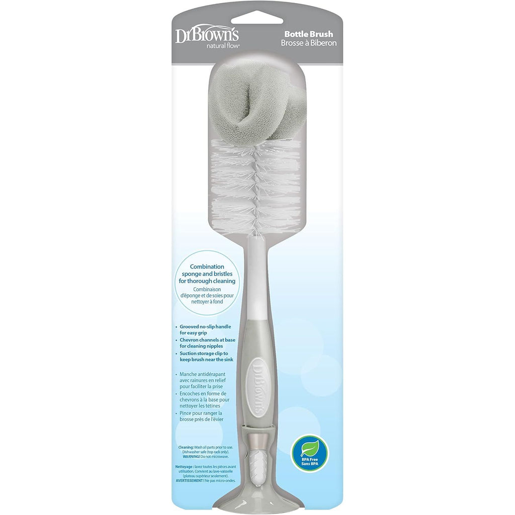Dr Brown's Standard Feeding Bottle Cleaning Brush, Gray