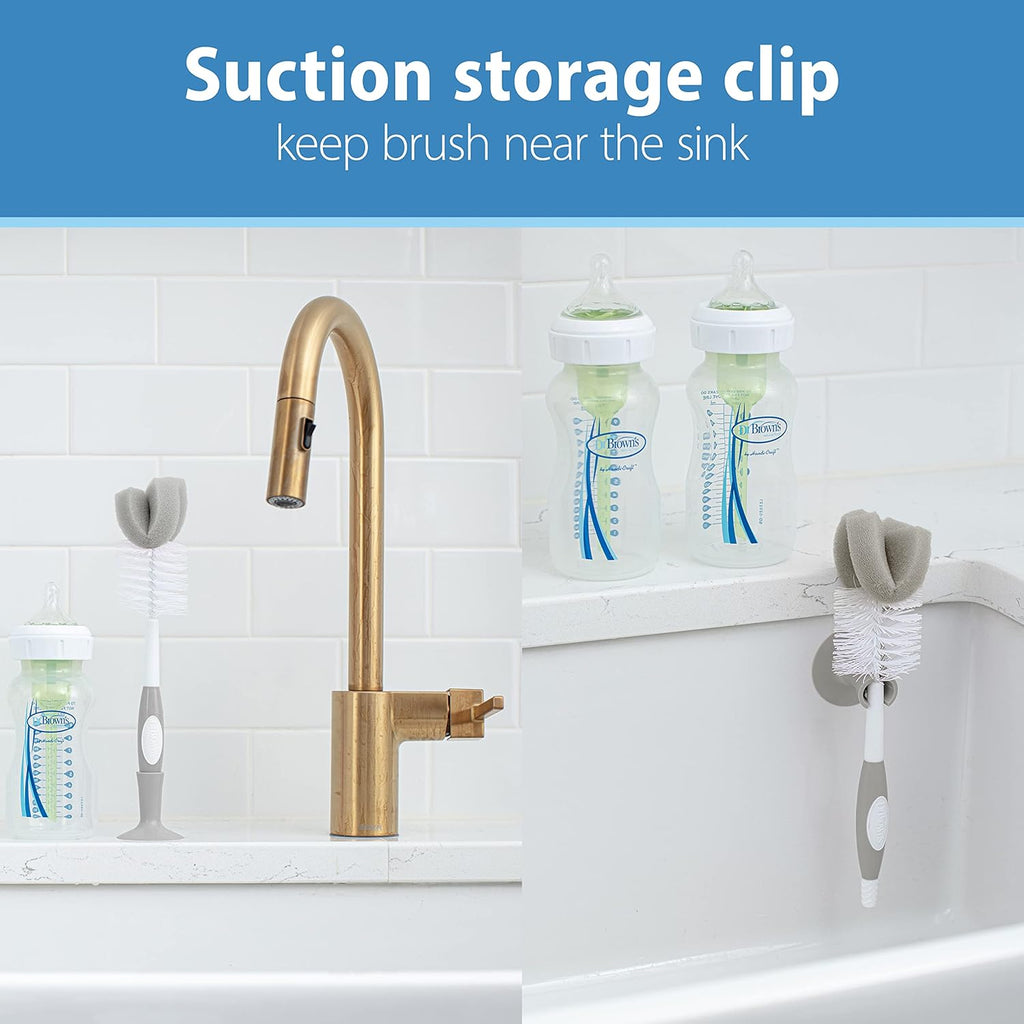 Dr Brown's Standard Feeding Bottle Cleaning Brush, Gray