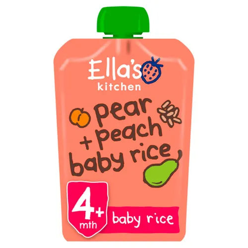 Ella's Kitchen Organic  Peaches Pear+Baby Rice 120 Grams #EK168  Age- 4 Months & Above