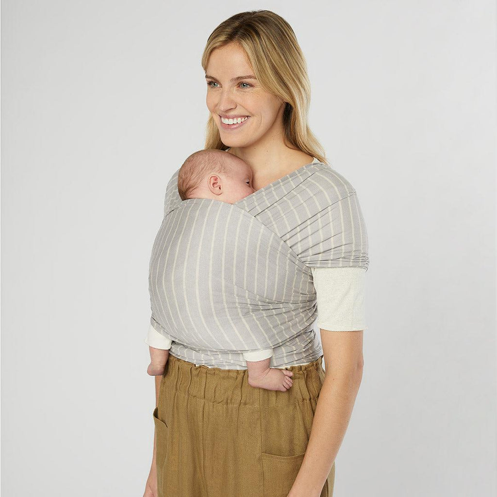 Ergobaby Aura Sustainably Sourced Knit Baby Wrap Grey Stripes WLASKGRYSTP Age- Newborn to 12 Months ( 3.6 kg -11.3 kg)