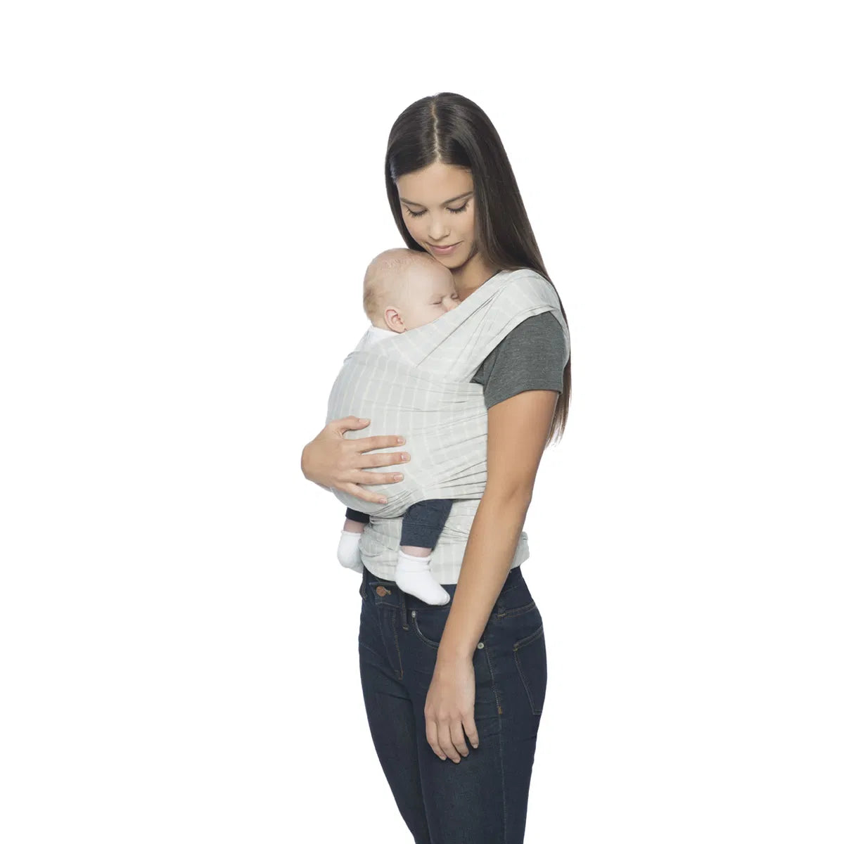 Ergobaby Aura Sustainably Sourced Knit Baby Wrap Grey Stripes WLASKGRYSTP Age- Newborn to 12 Months ( 3.6 kg -11.3 kg)