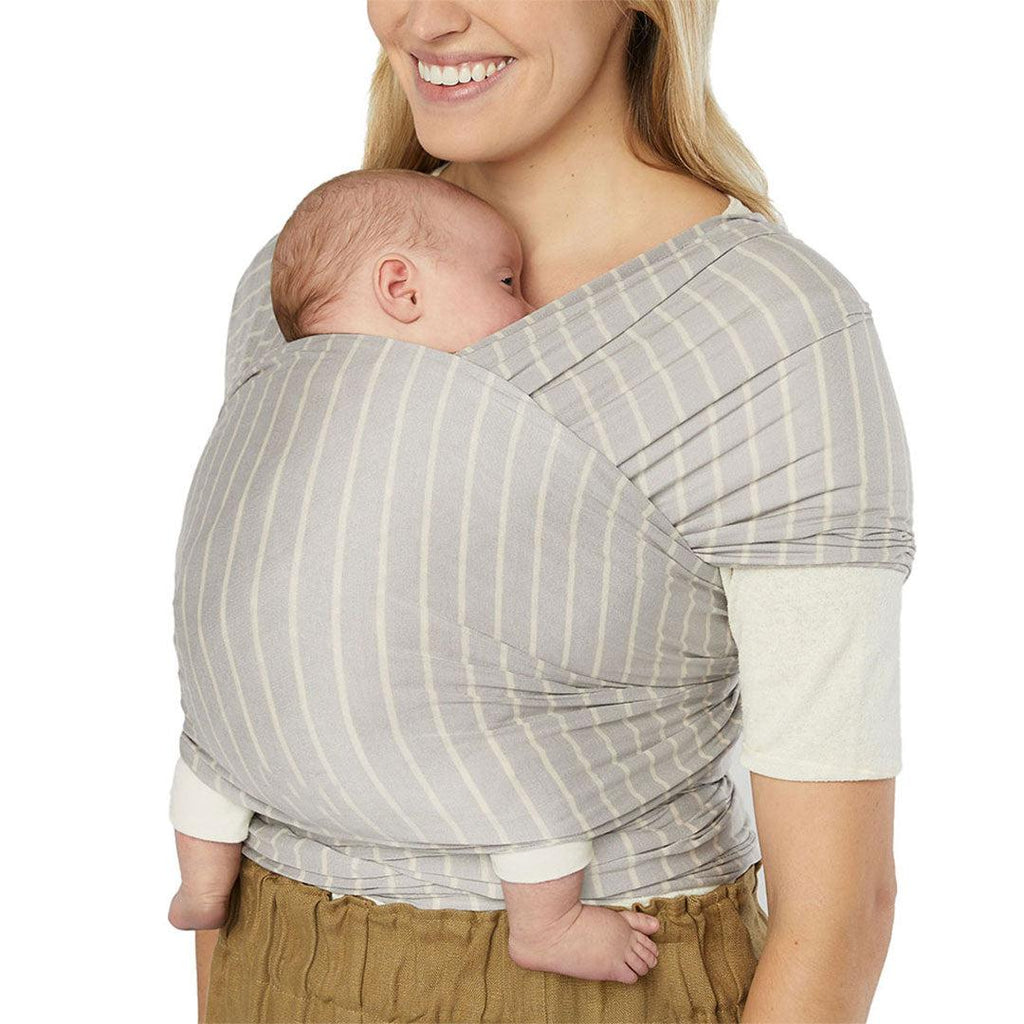 Ergobaby Aura Sustainably Sourced Knit Baby Wrap Grey Stripes WLASKGRYSTP Age- Newborn to 12 Months ( 3.6 kg -11.3 kg)