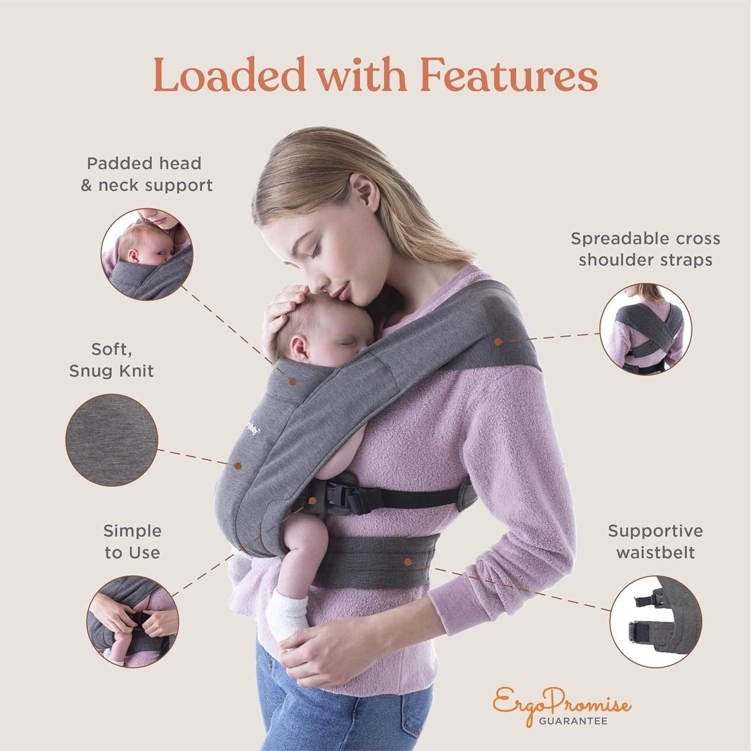 Ergobaby Embrace Heather Grey BCEMAGRY Age- Newborn up to 11.5 kg