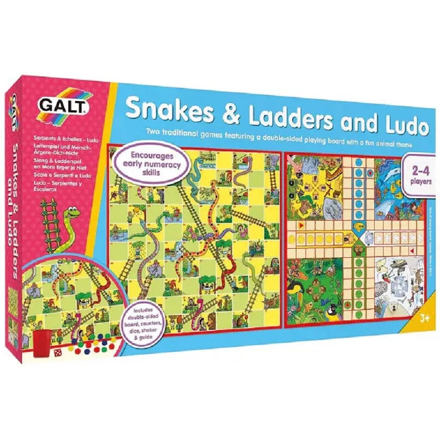 Galt Toys 2-in-1 Snakes & Ladders + Ludo Board Game Age- 3 Years & Above