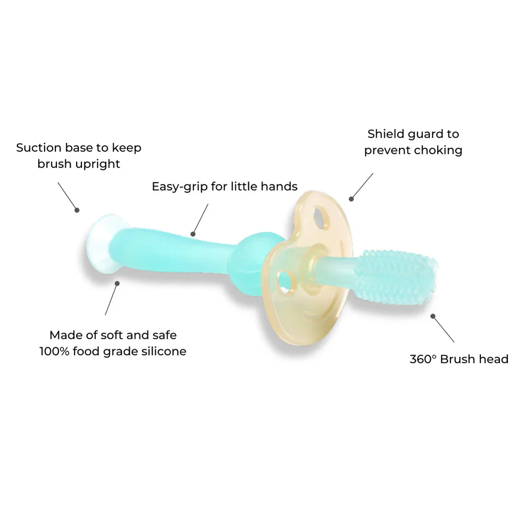Haakaa 360° Silicone Toothbrush - Mist Blue Age-6 Months & Above