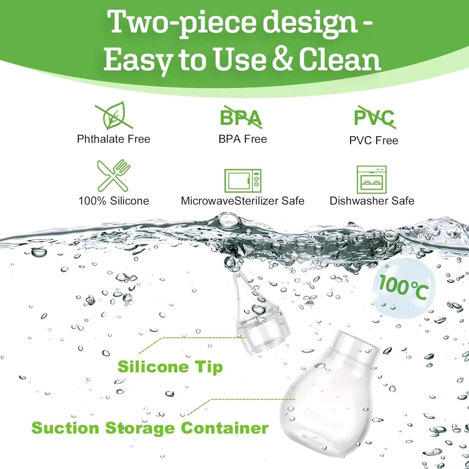 Haakaa Easy-Squeezy Silicone Bulb Syringe - 2 Tips Age- Newborn & Above