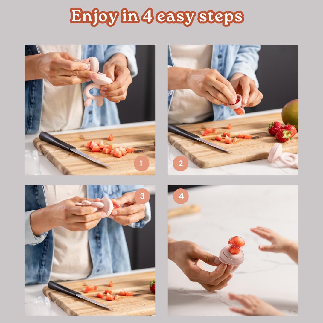 Haakaa Freeze-N-Feed Mini Combo with Silicone Food Feeder & Silicone Mini Nibble Feeder + Pea Green Tray Olive Age- 3 Months & Above