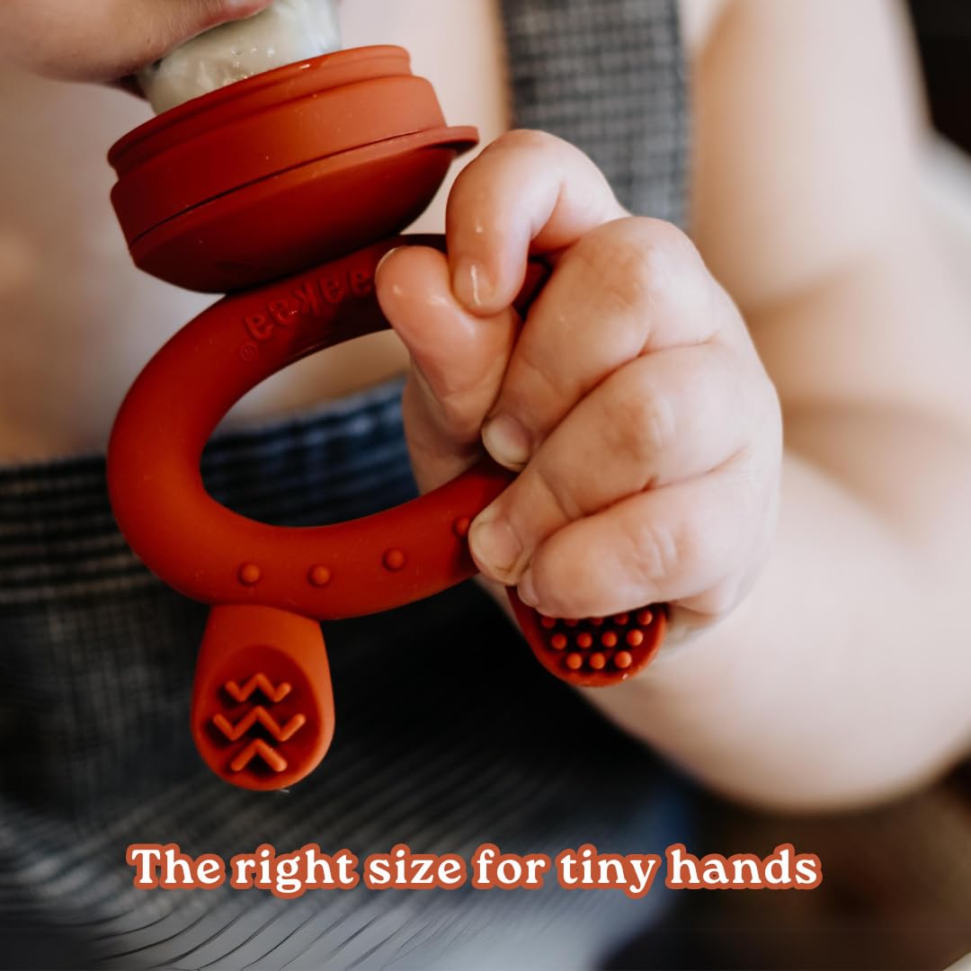 Haakaa Freeze-N-Feed Mini Combo with Silicone Food Feeder & Silicone Mini Nibble Feeder + Pea Green Tray Sky Blue  Age- 3 Months & Above