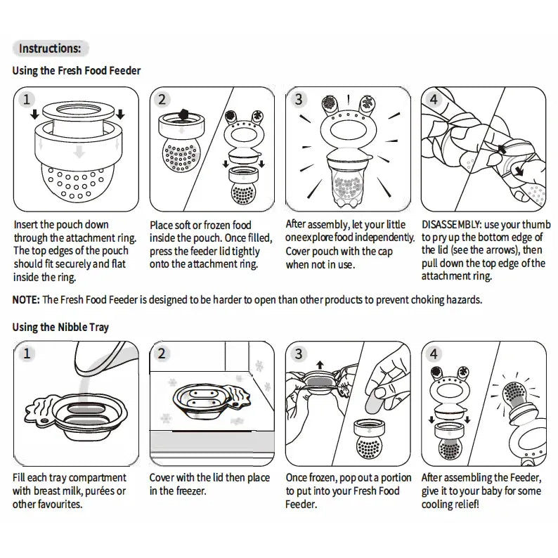 Haakaa Freeze-N-Feed Mini Combo with Silicone Food Feeder & Silicone Mini Nibble Feeder + Pea Green Tray Steel Blue Age- 3 Months & Above